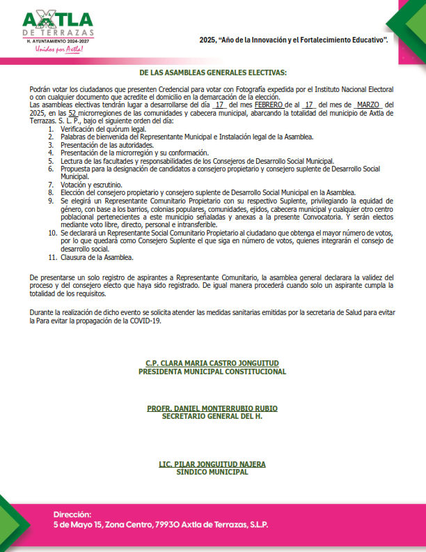 CONVOCATORIAS A LAS ASAMBLEAS 002